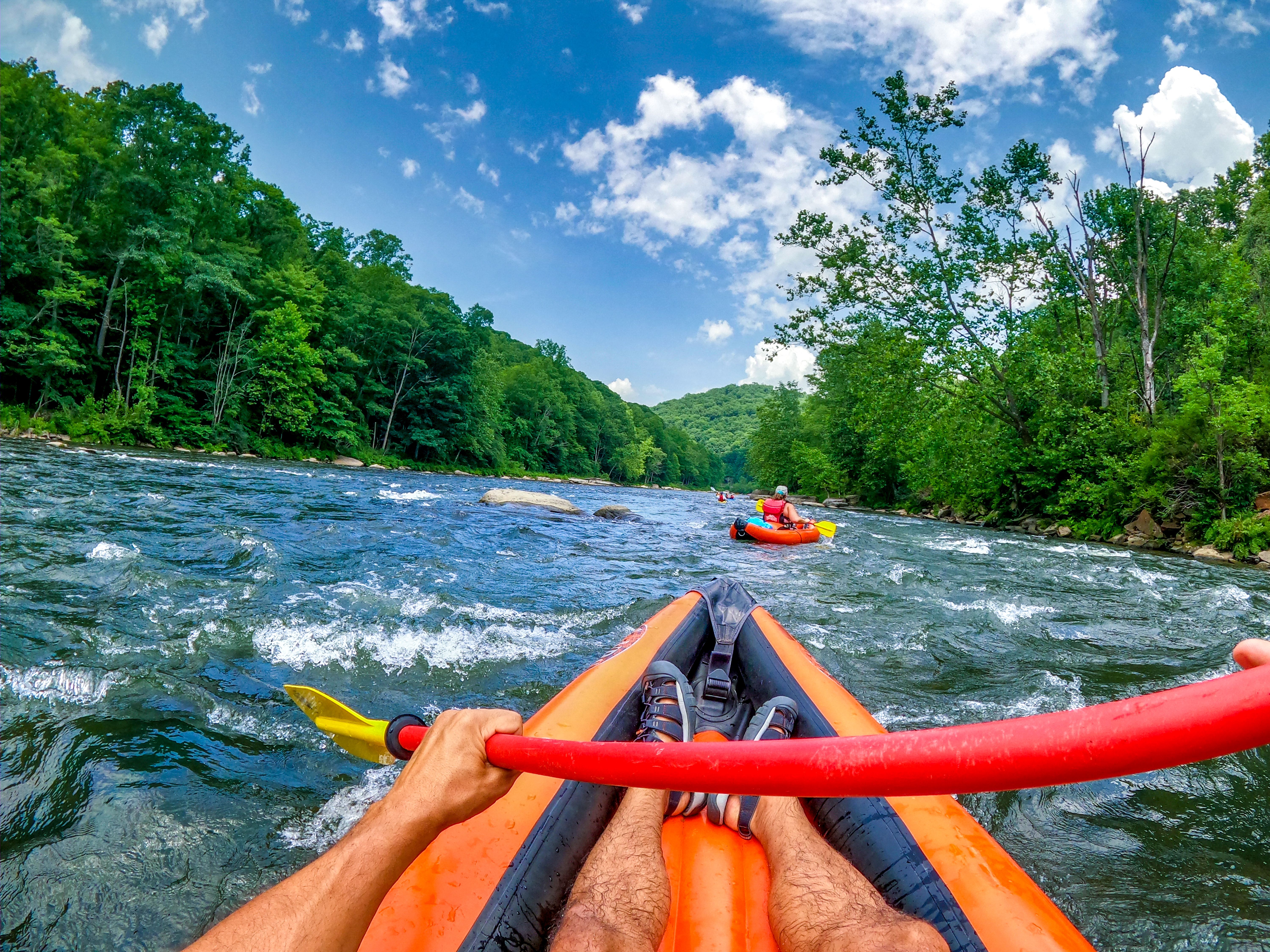 Kayaking down a whitewater run on the American River