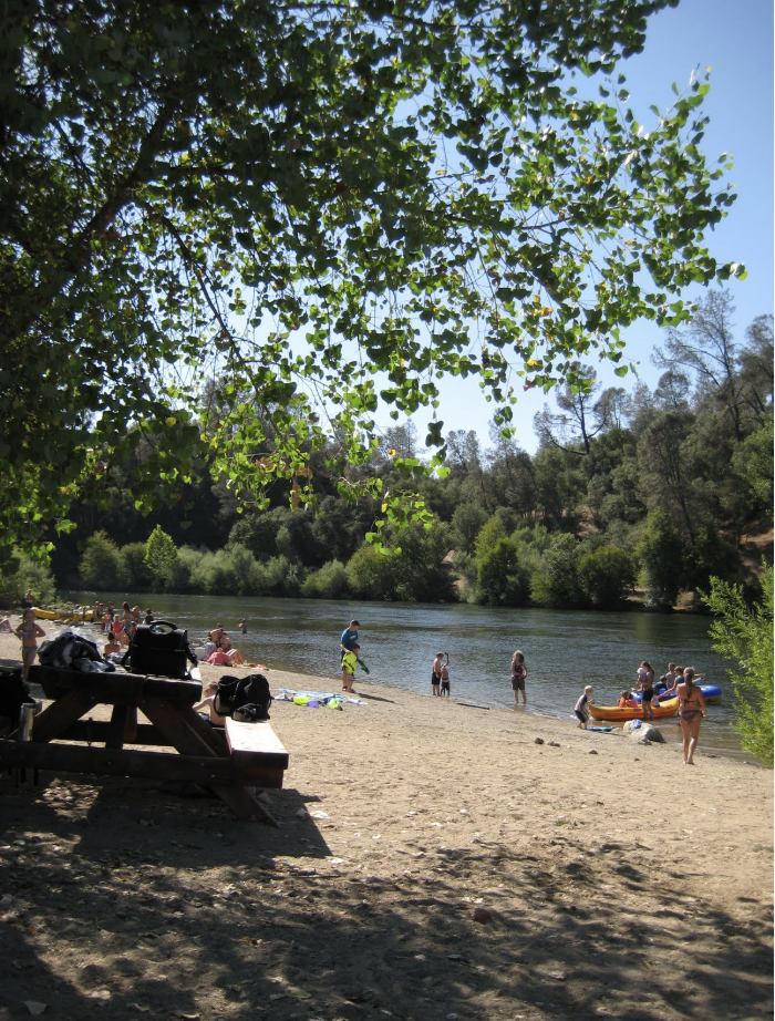 The swimming beach and picnic area at Henningsen-Lotus Park